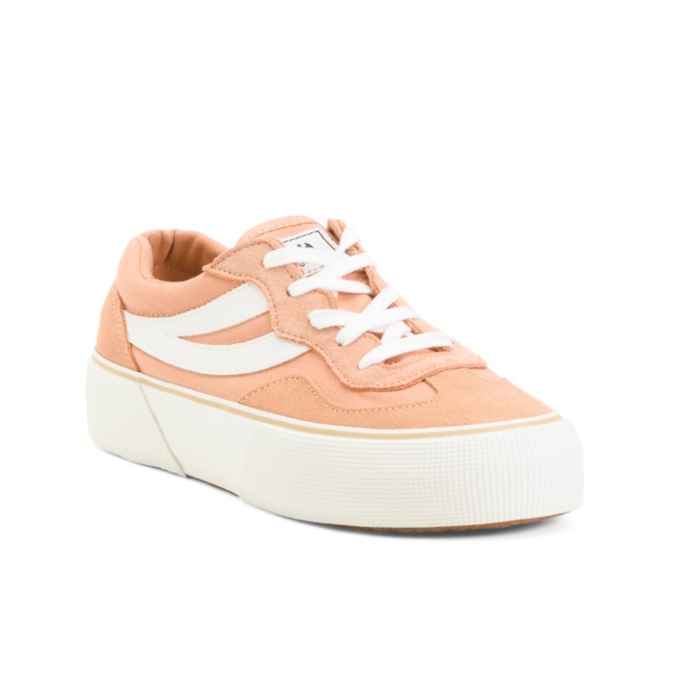 Superga Pink Platform Sneakers with White Accents